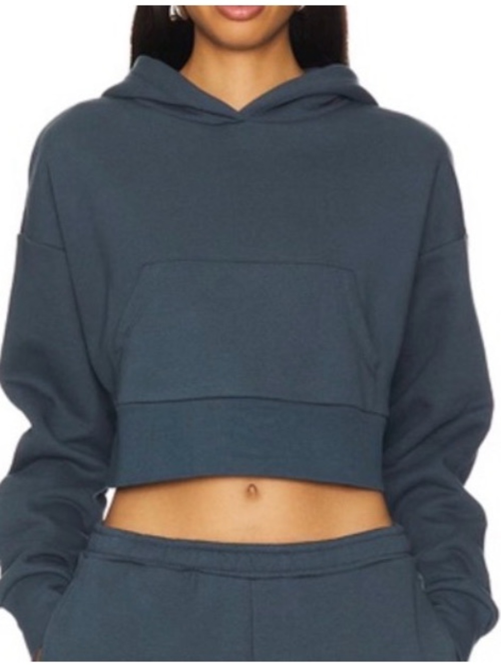 IVL Cropped Hooded Sweatshirt in Dark Slate Blue size Small